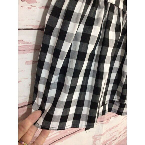 NWT Who What Wear Size Medium One Shoulder Top Checked Black & White - Picture 3 of 16